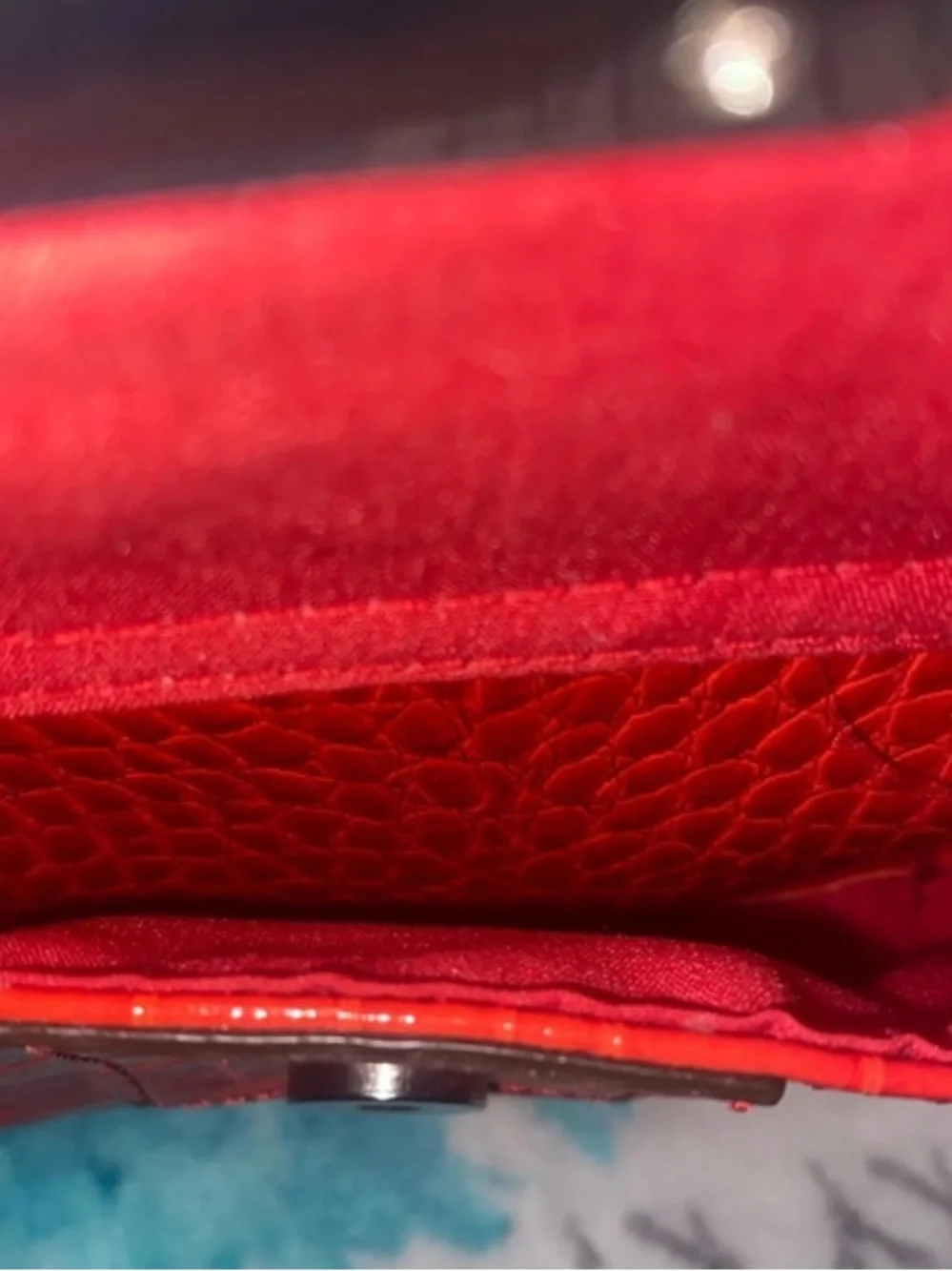 Liz Claiborne Red Croc-Embossed Satchel